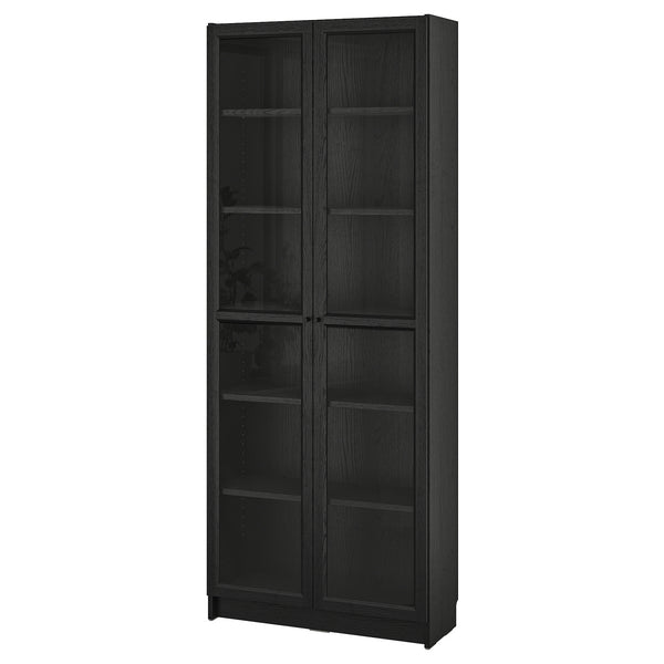 BILLY / OXBERG bookcase with glass doors, 80x30x202 cm