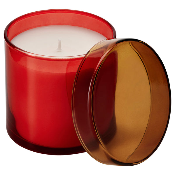 DVÄRGHÖK scented candle in glass with lid, 50 hr