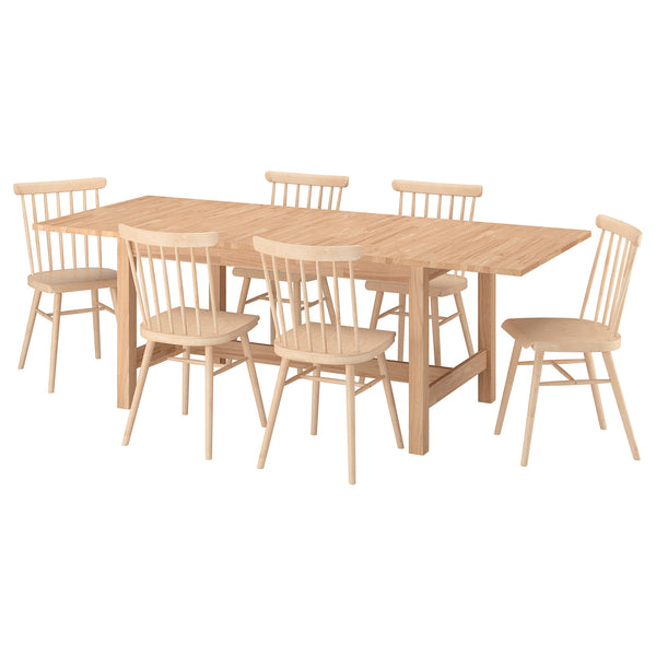 KARSKÄR / HÖGVED table and 6 chairs, 160/220x90 cm