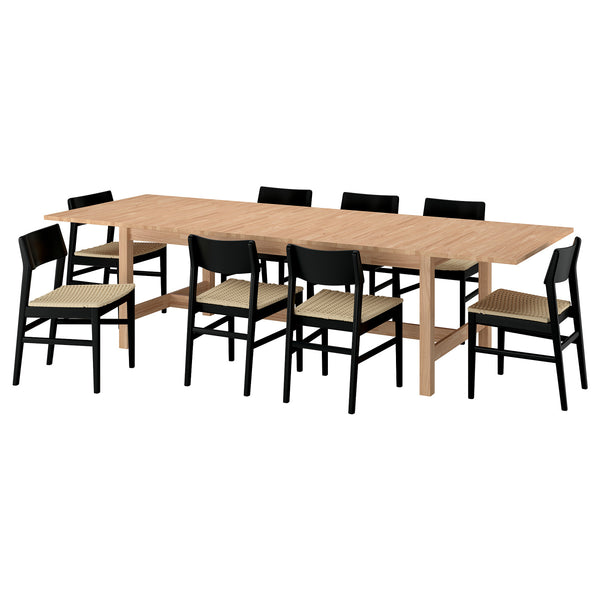 KARSKÄR / SKANSNÄS table and 8 chairs, 240/300x100 cm
