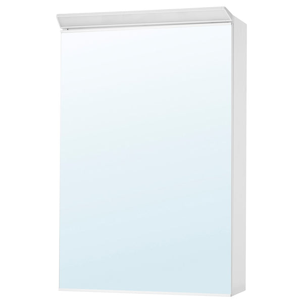 TREASJÖN mirror cab 1 door/built-in lighting