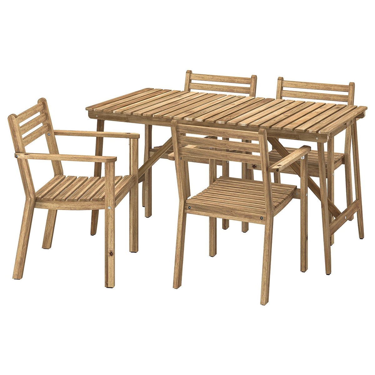 ASKHOLMEN table+4 chairs w armrests, outdoor