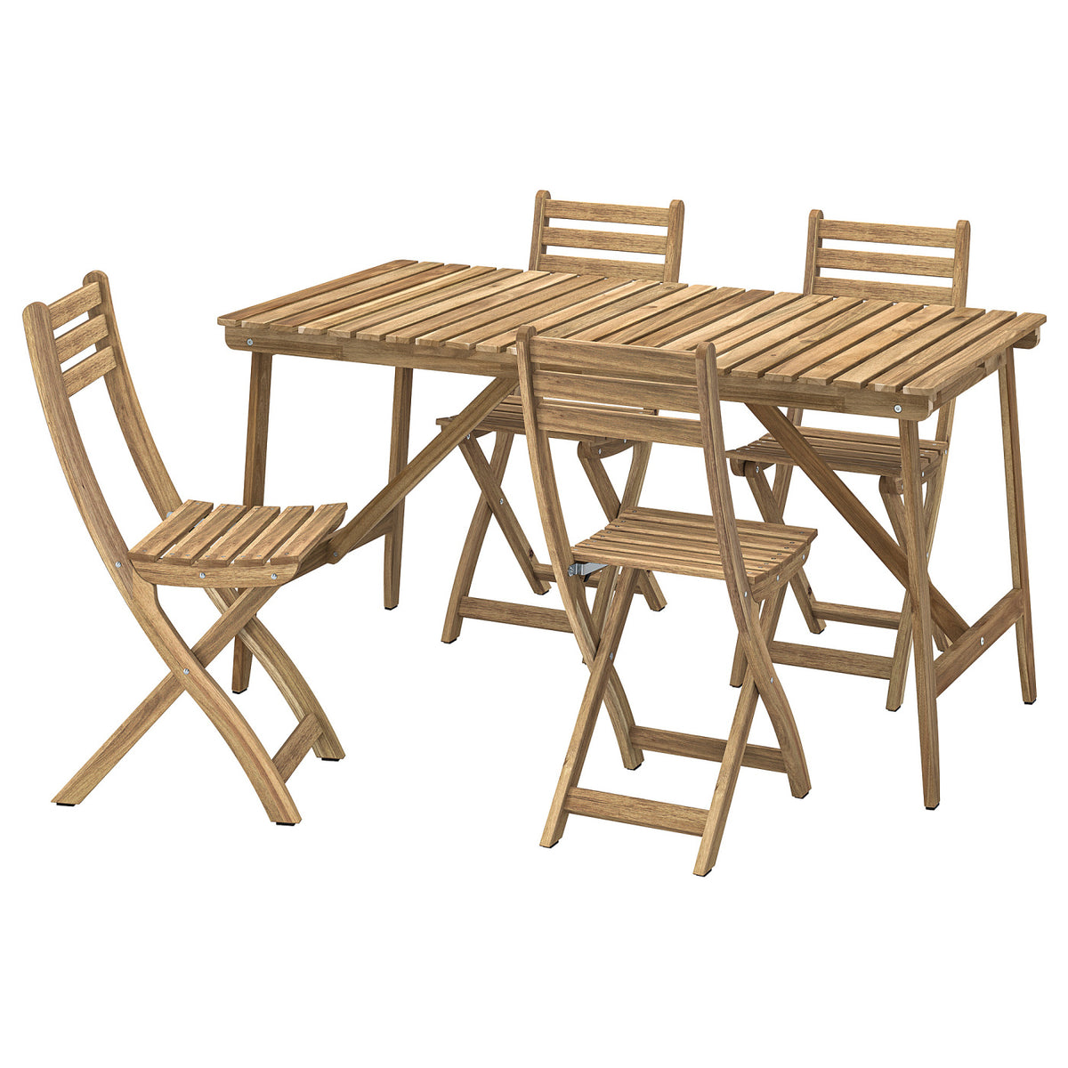 ASKHOLMEN table+4 folding chairs, outdoor, 143x75 cm