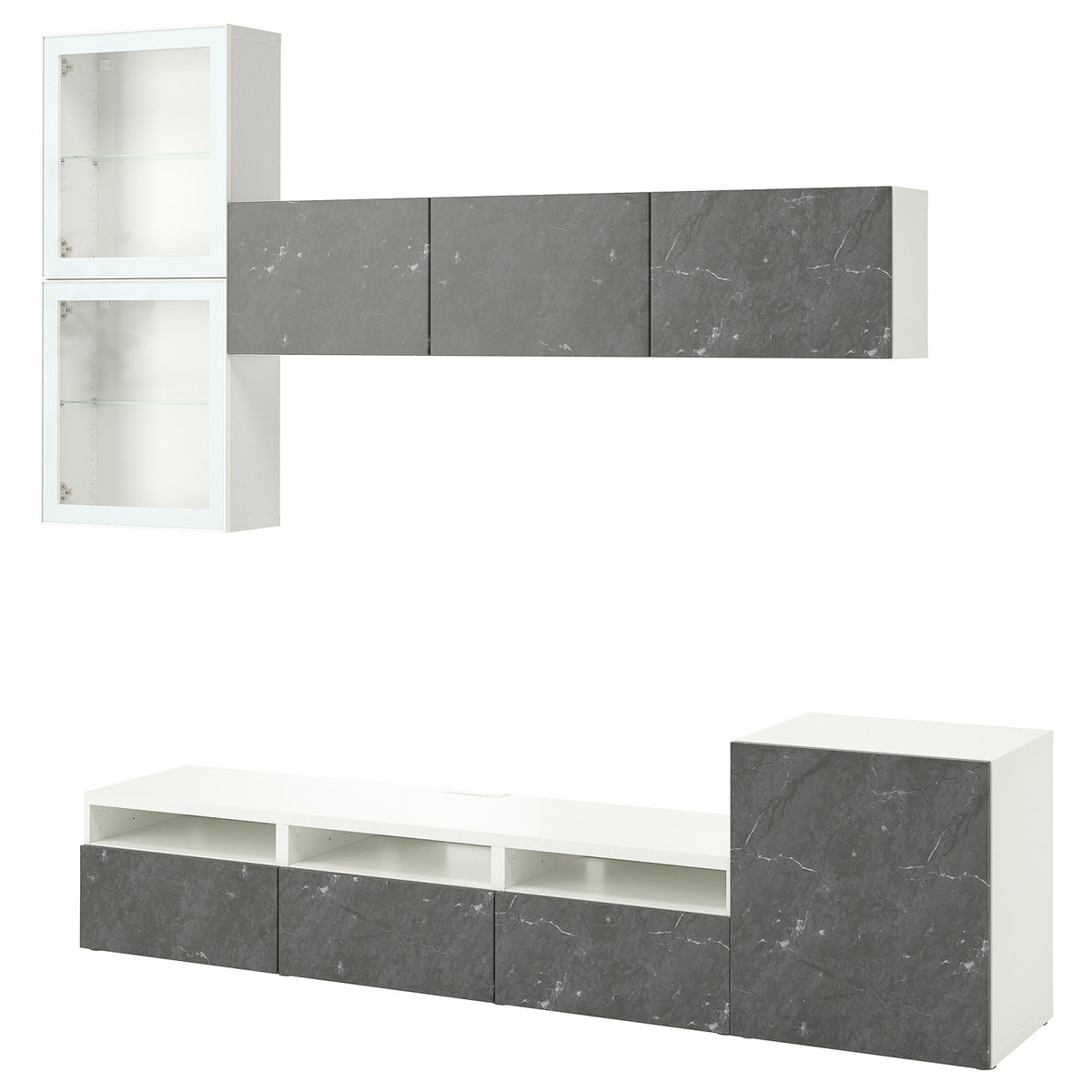 BESTÅ TV storage combination/glass doors, 300x42x211 cm