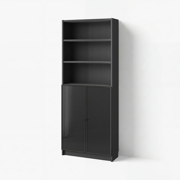 BILLY / HÖGBO bookcase with glass doors, 80x30x202 cm