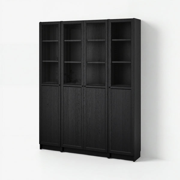 BILLY / OXBERG bookcase comb w panel/glass doors, 160x202 cm