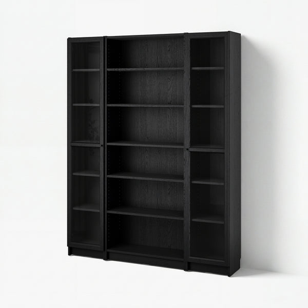 BILLY / OXBERG bookcase combination w glass doors, 160x202 cm
