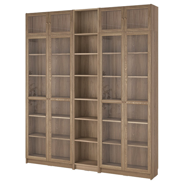 BILLY / OXBERG bookcase w glass doors/ext unit