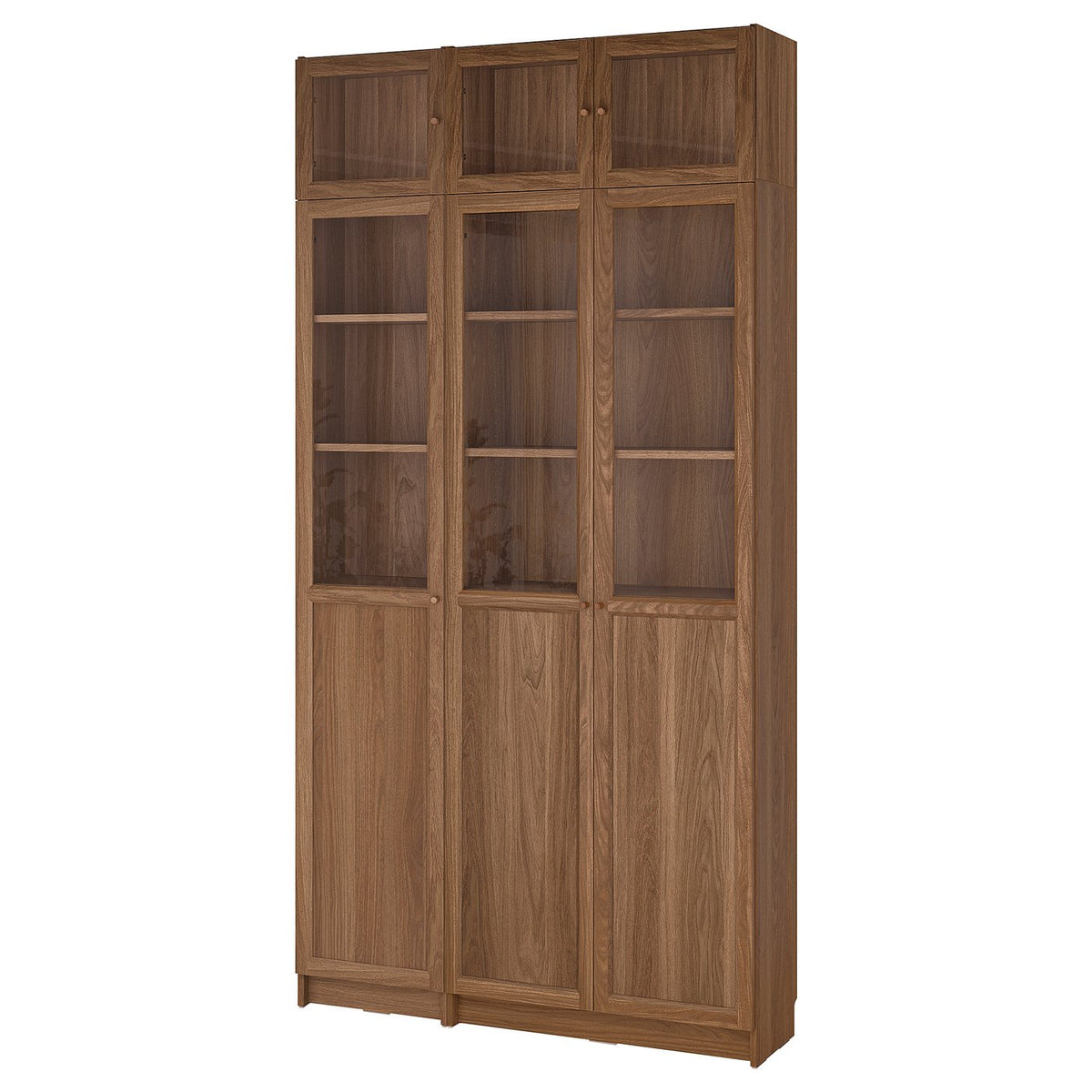 BILLY / OXBERG bookcase w hght ext ut/pnl/glss drs