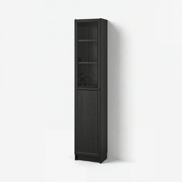 BILLY / OXBERG bookcase with panel/glass door, 40x30x202 cm