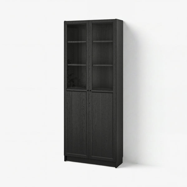 BILLY / OXBERG bookcase with panel/glass doors, 80x30x202 cm