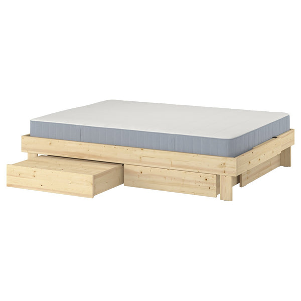 GLAMBERGET bed frame with storage and mattress
