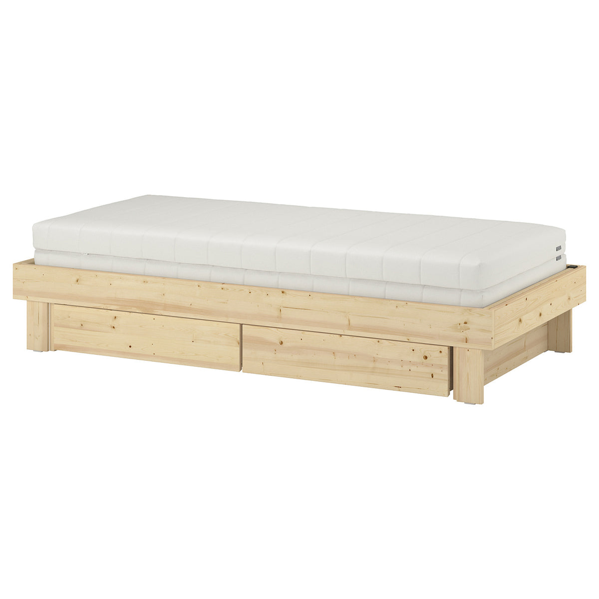GLAMBERGET extendable bed w stor/2 mattresses