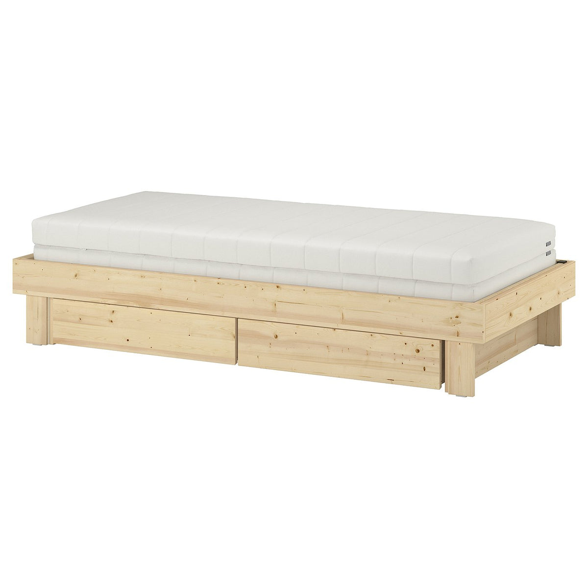 GLAMBERGET extendable bed w stor/2 mattresses