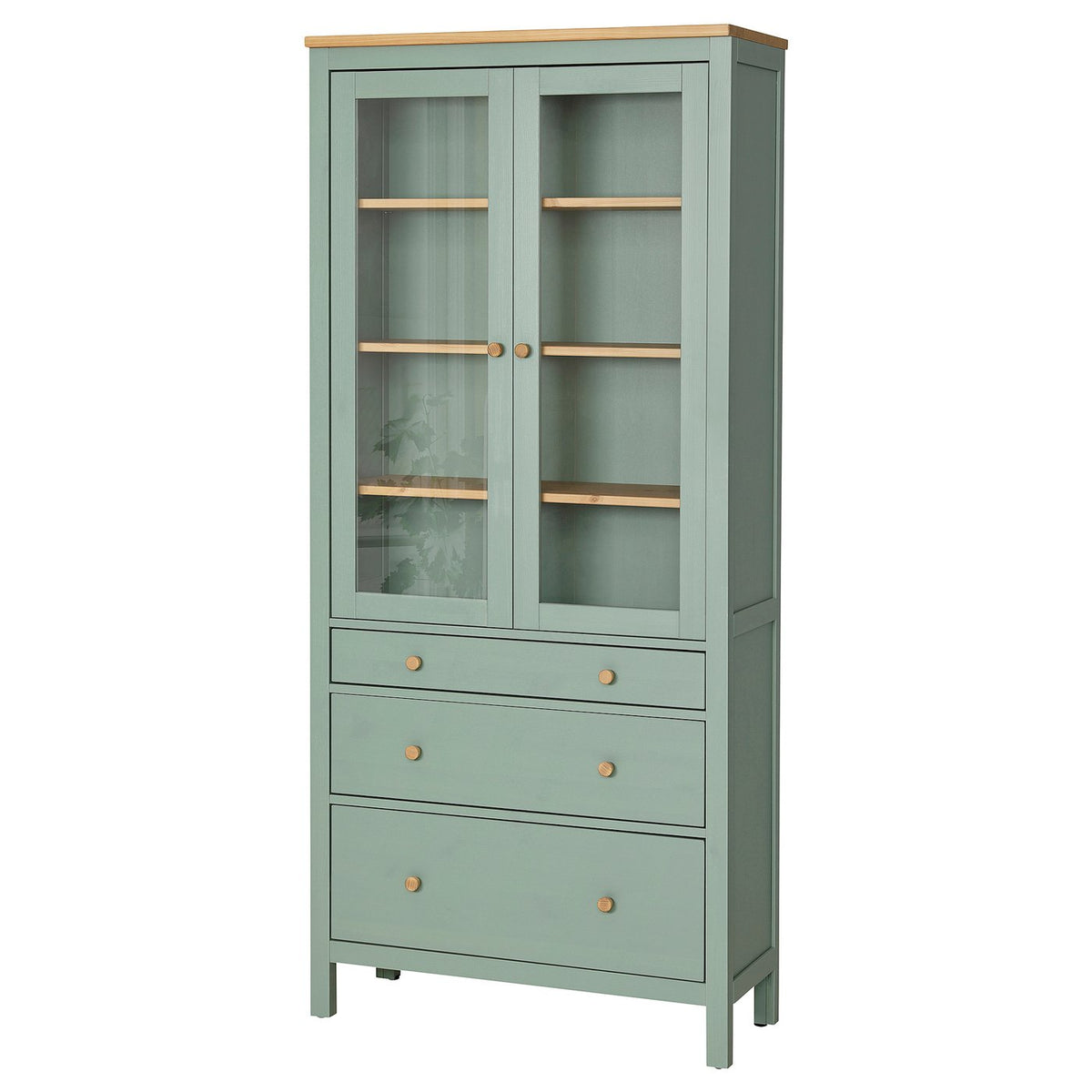 HEMNES glass-door cabinet with 3 drawers