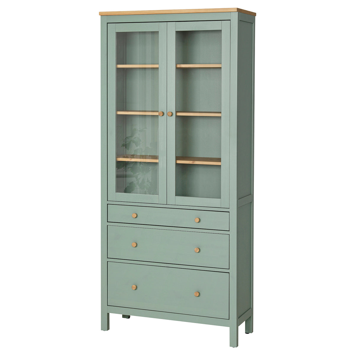 HEMNES glass-door cabinet with 3 drawers