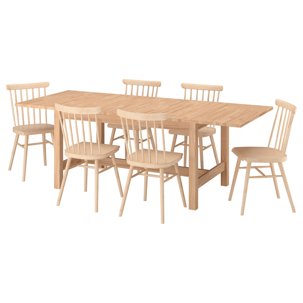 KARSKÄR / HÖGVED table and 6 chairs, 160/220x90 cm
