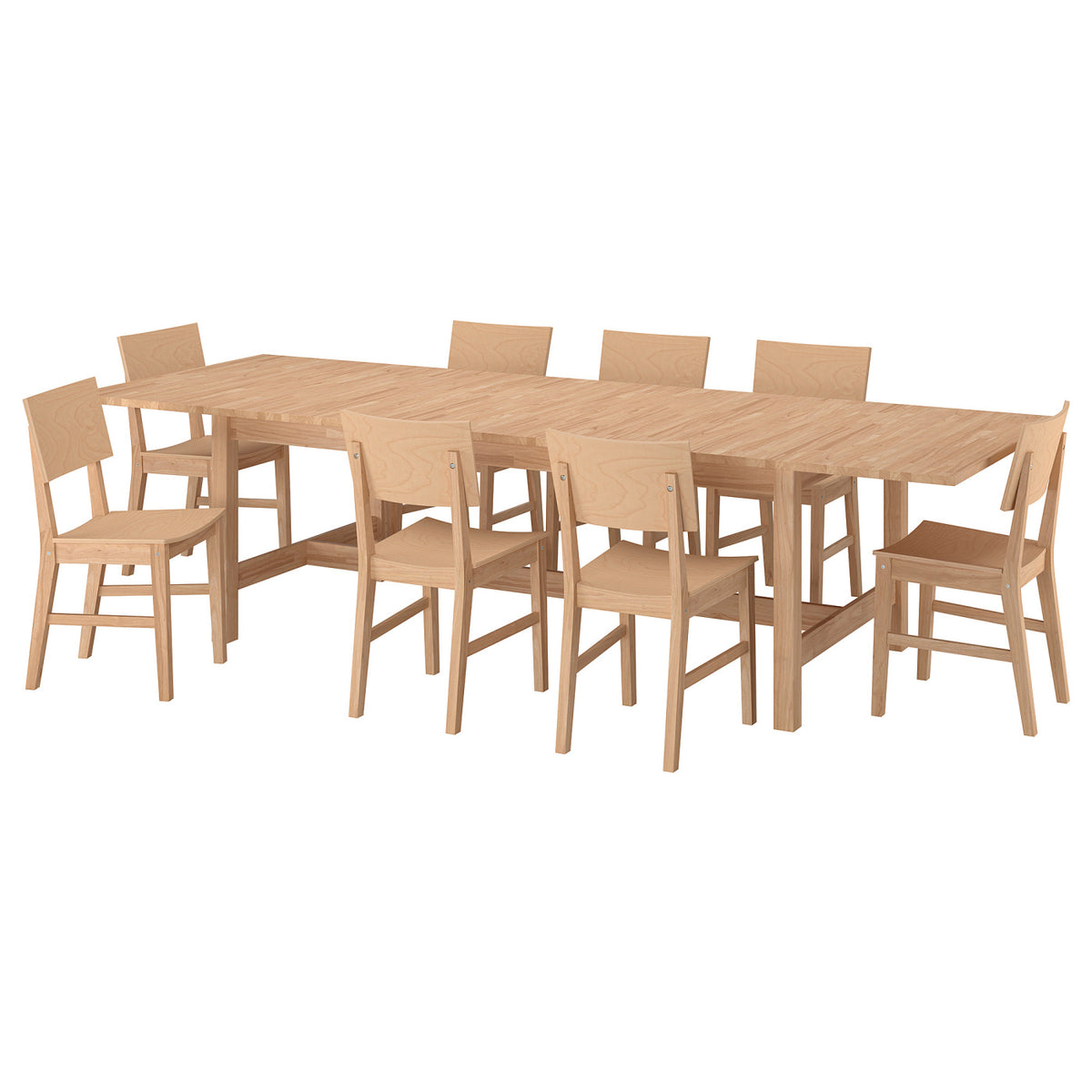 KARSKÄR / SKANSNÄS table and 8 chairs, 240/300x100 cm