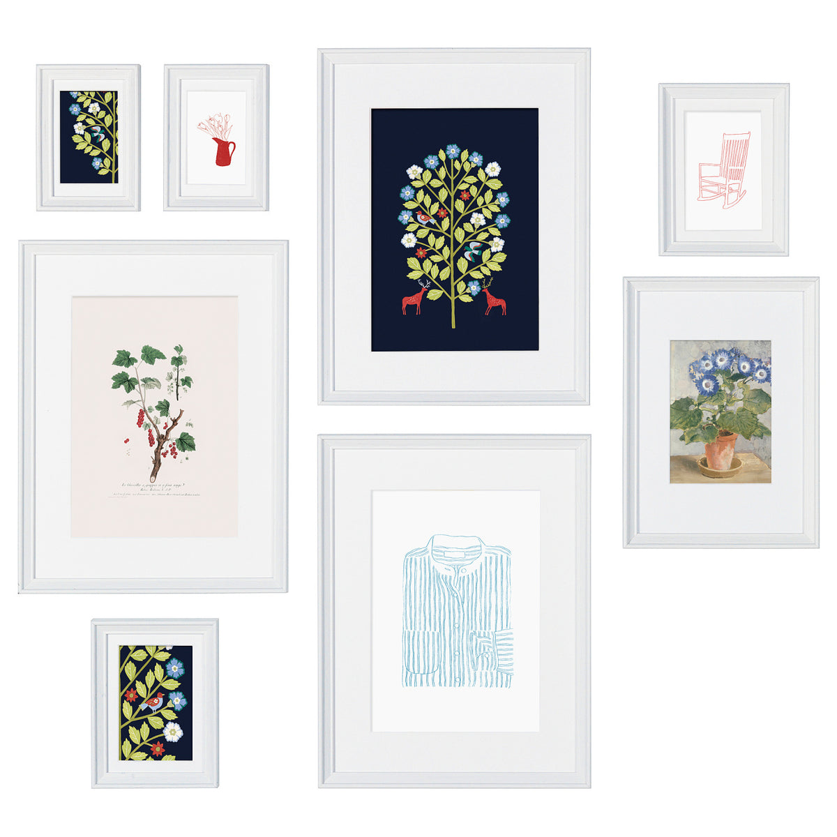 KNOPPÄNG Frame with poster, set of 8