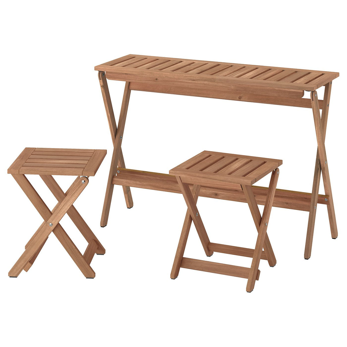 NÄMMARÖ table and 2 stools, outdoor