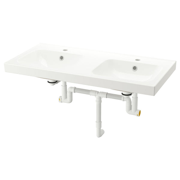 ORRSJÖN double wash-basin with water trap