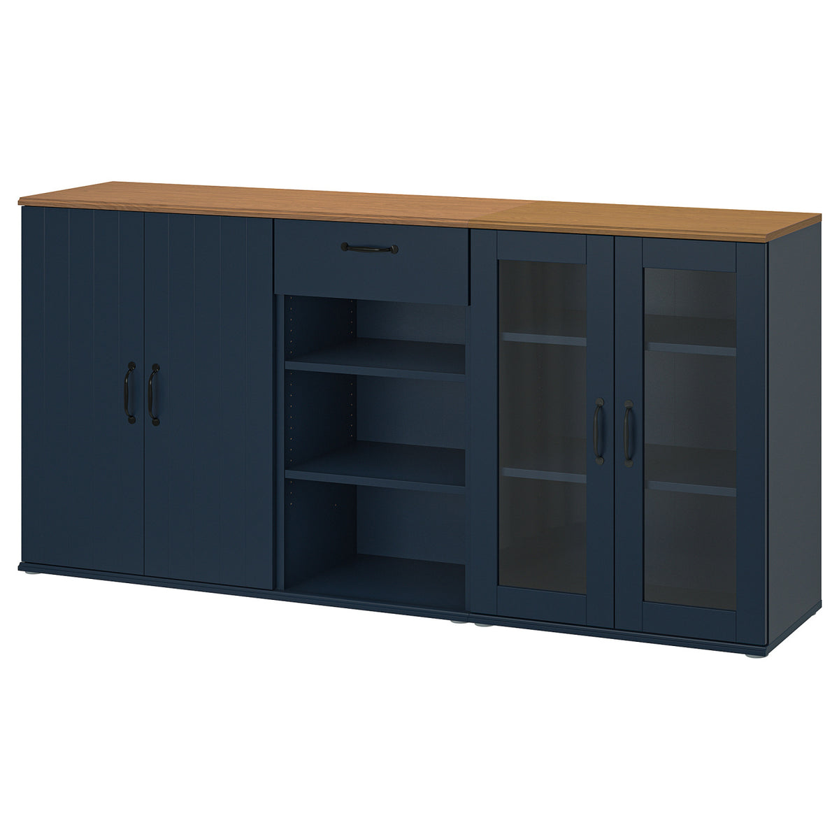 SKRUVBY storage combination w glass doors, 190x90 cm