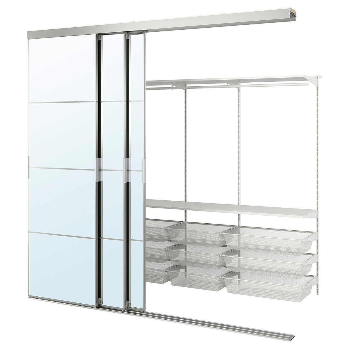 SKYTTA / BOAXEL walk-in wardrobe with sliding doors