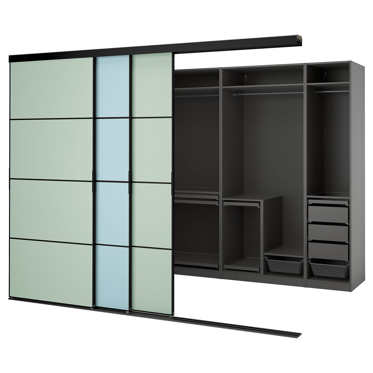 SKYTTA / PAX walk-in wardrobe with sliding doors
