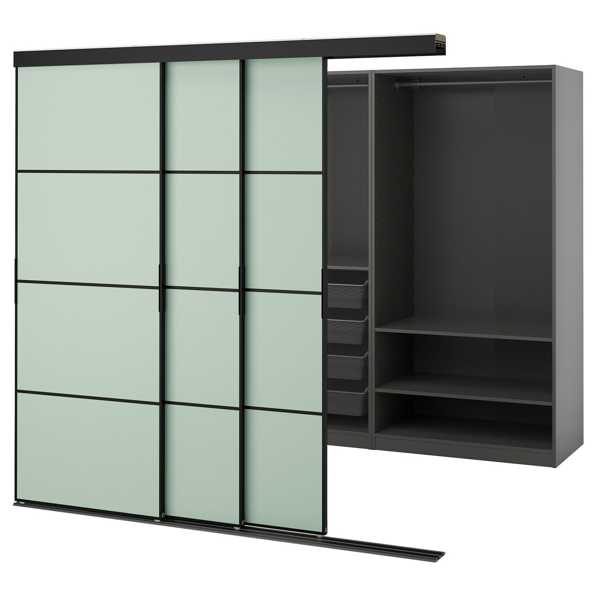 SKYTTA / PAX walk-in wardrobe with sliding doors