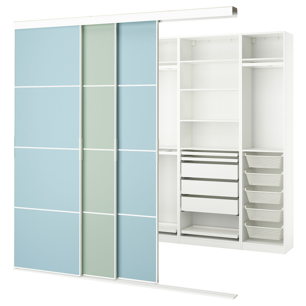 SKYTTA / PAX walk-in wardrobe with sliding doors