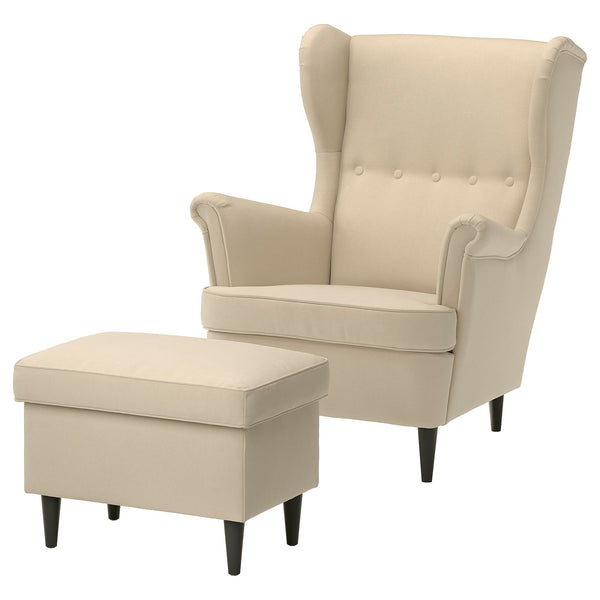 STRANDMON wing chair with footstool