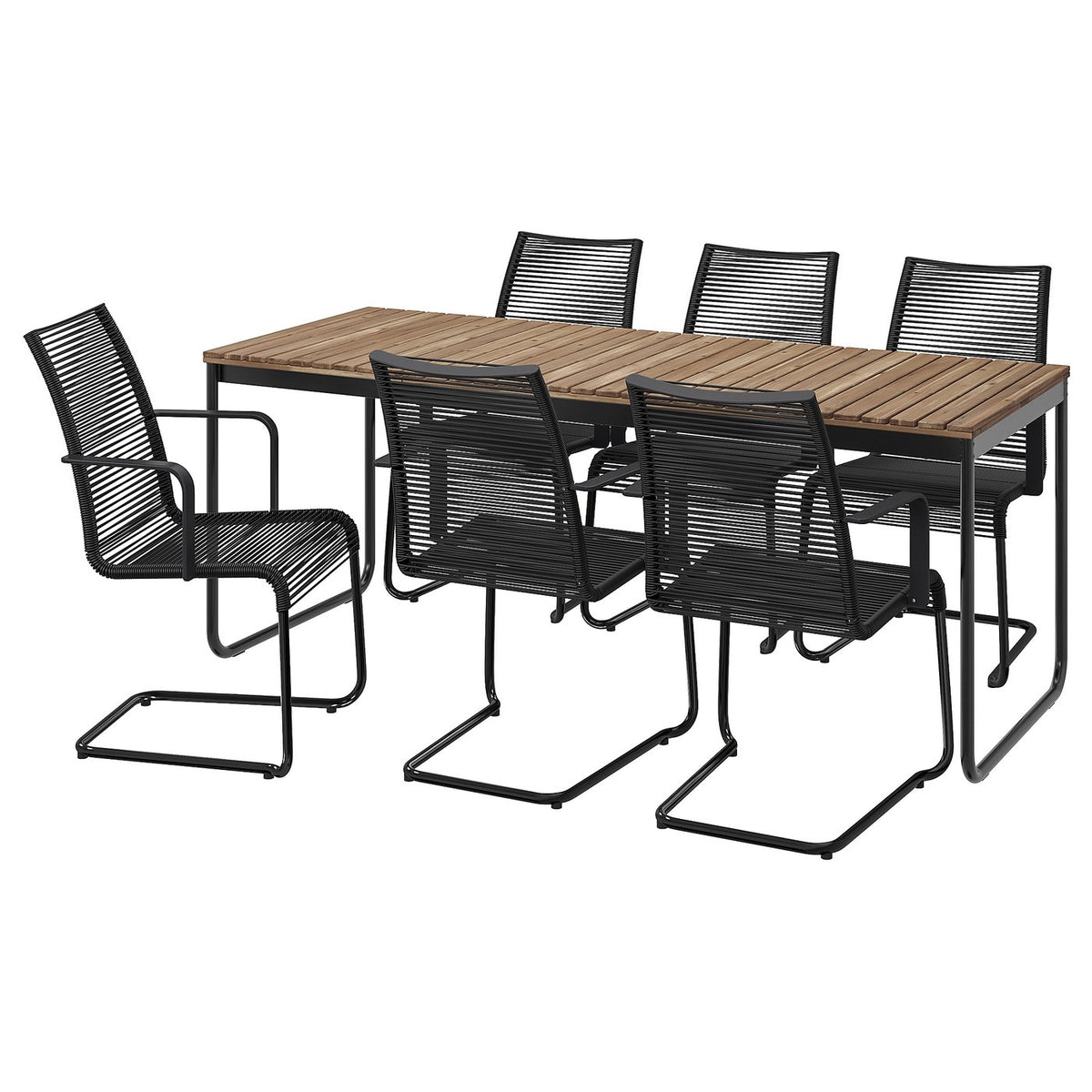 VÄSMAN / VÄSMAN table+6 chairs w armrests, outdoor