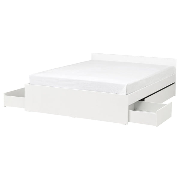 VIHALS bed frame with 4 storage boxes