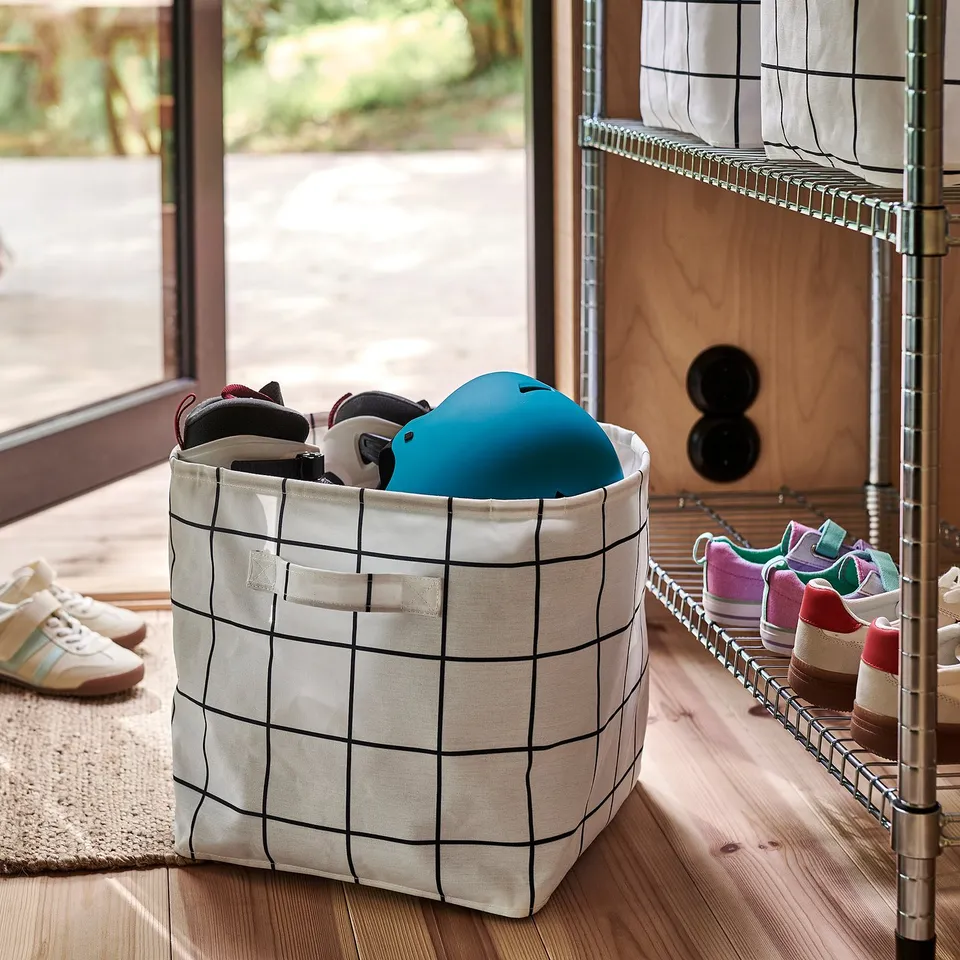 SLÅTTERVALL Storage basket, textile, 32x35x32 cm