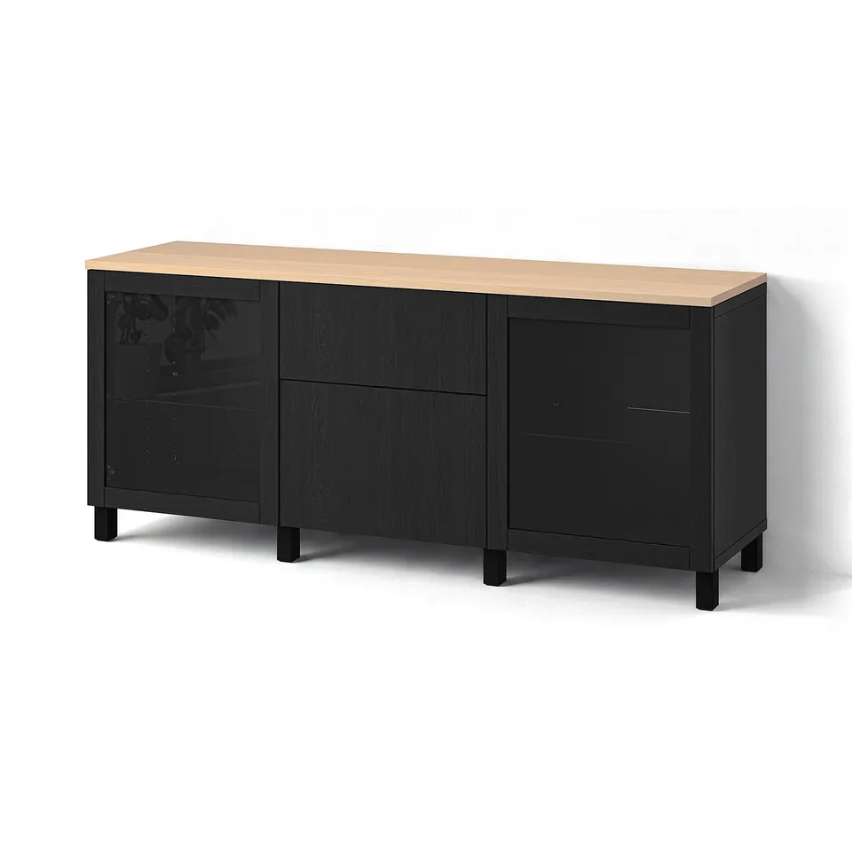 BESTÅ Storage combination with drawers, Sindvik black/Lappviken/Stubbarp black-brown, 180x42x76 cm
