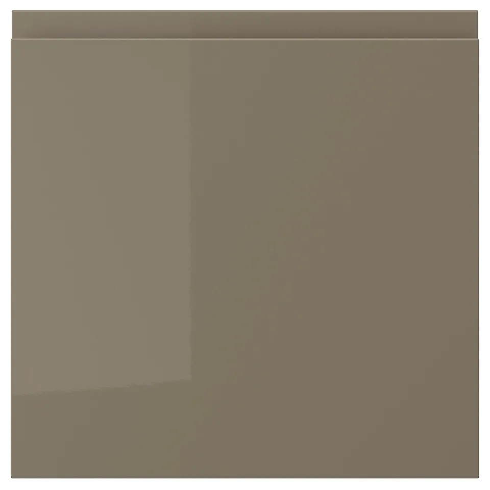 VOXTORP door, dark grey-brown, sleek design, glossy finish, square shape.