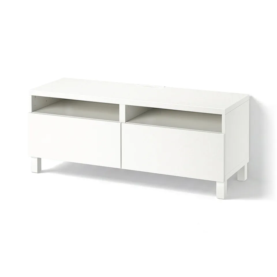 BESTÅ TV bench with drawers, white/Lappviken/Stubbarp white, 120x42x48 cm