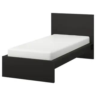 MALM bed frame, high, black-brown/Luröy, 90x200 cm