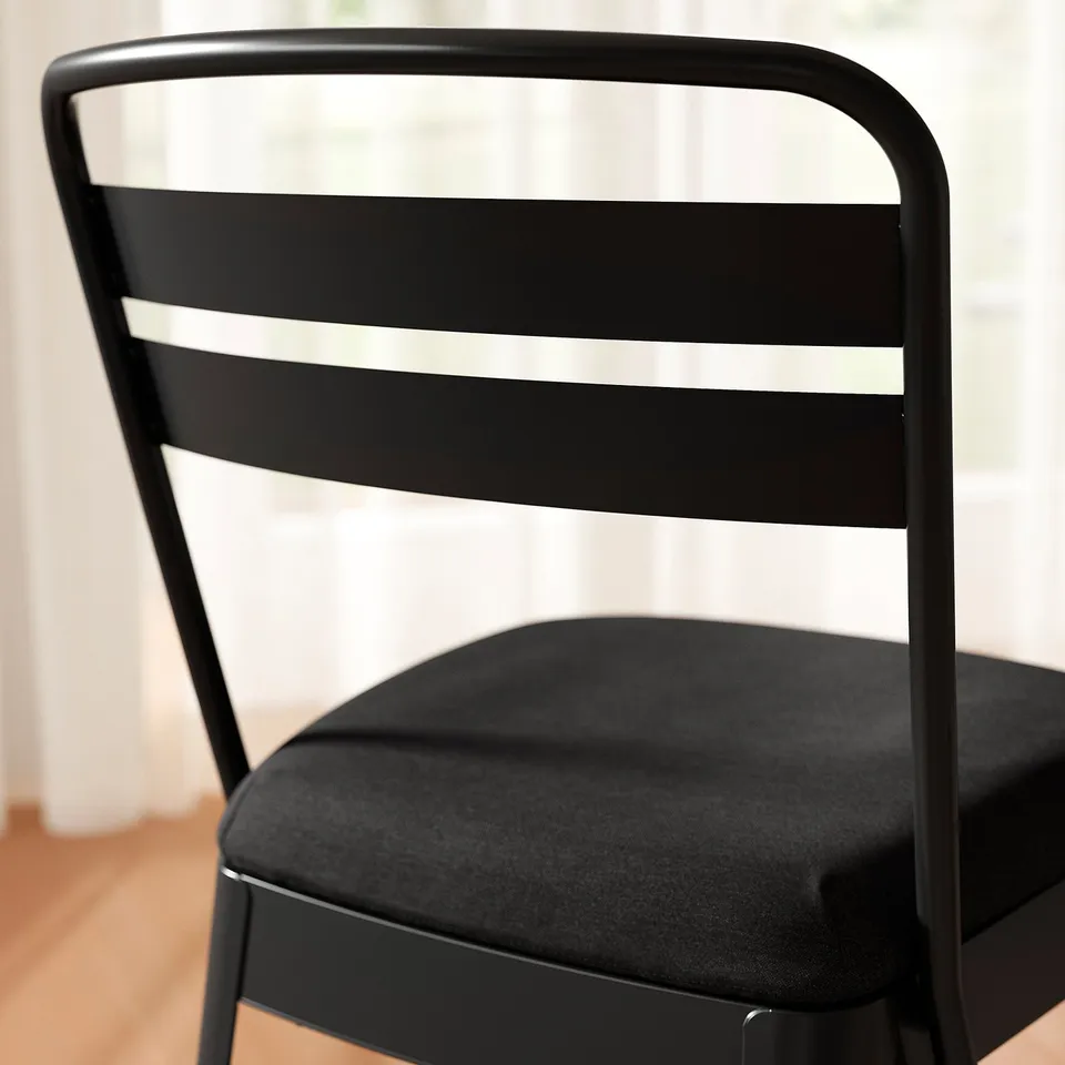 SKOGSTA / RAMSNÄS Table and 4 chairs, acacia black/anthracite Vissle dark grey, 120 cm