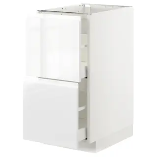 METOD / MAXIMERA base cb 2 fronts/2 high drawers, white/Voxtorp high-gloss/white, Width 40.0 x Depth 62.1 x Height 88.0 cm