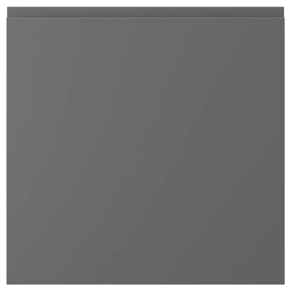 VOXTORP: dark grey, smooth front, square, minimalist design.