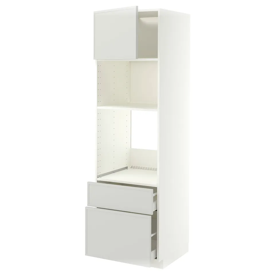 METOD / MAXIMERA High cabinet f built-in appliances, white/Aspudden light grey, 60x60x200 cm