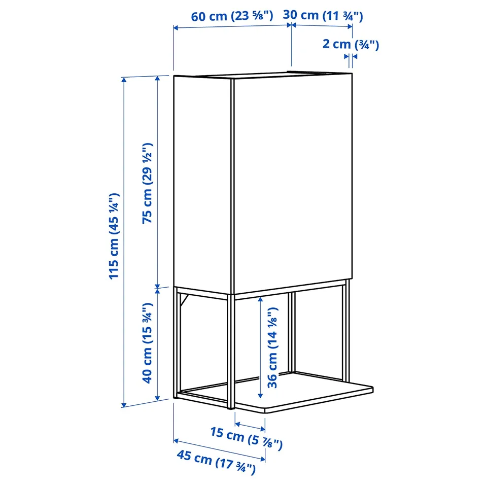 ENHET Storage combination, white, 60x45x115 cm