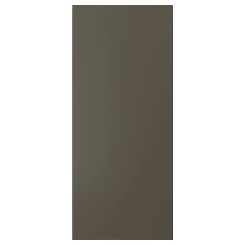 A rectangular black HAVSTORP door with a smooth surface and clean lines. It is made of acrylic paint and fibreboard.