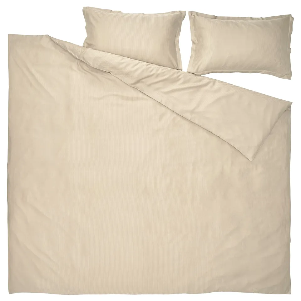 Beige lyocell bedding set with button closure