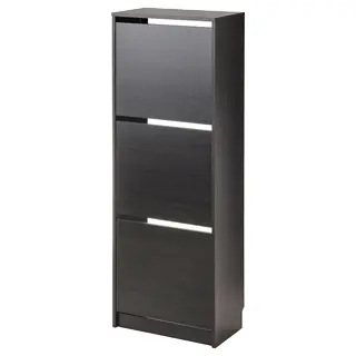 BISSA shoe cabinet with 3 compartments, black-brown, 49x28x135 cm