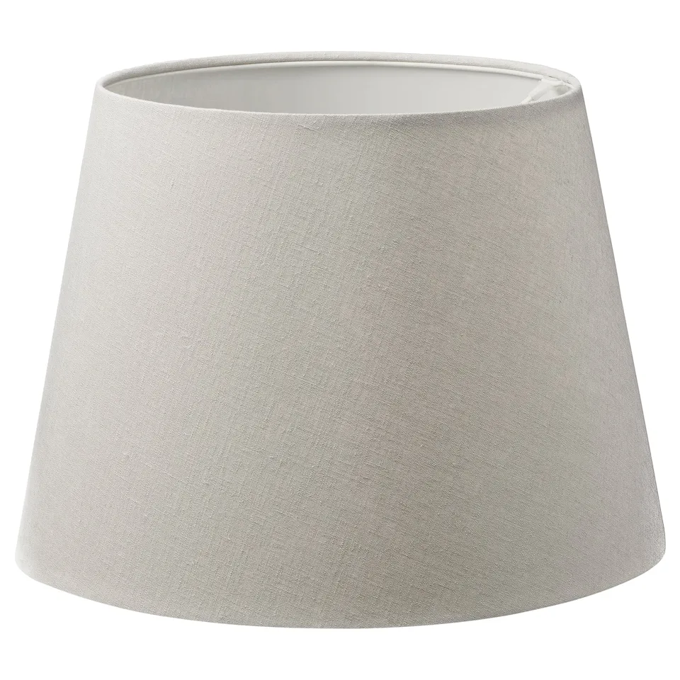 SKOTTORP lamp shade, white, conical, fabric, minimalist design.
