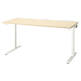 MITTZON desk, birch veneer white, 160x80 cm
