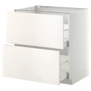 METOD base cb 2 fronts/2 high drawers, white Maximera/Veddinge white, 80x60x80 cm
