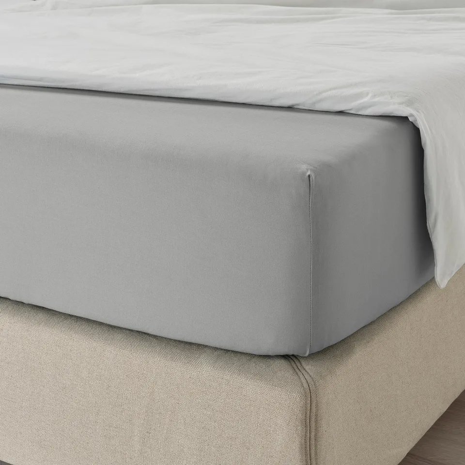 DVALA Fitted sheet, grey, 120x200 cm